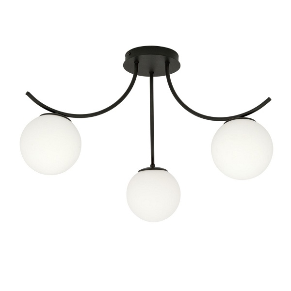 Lampa sufitowa BOSTON 3 BLACK/OPAL - Emibig