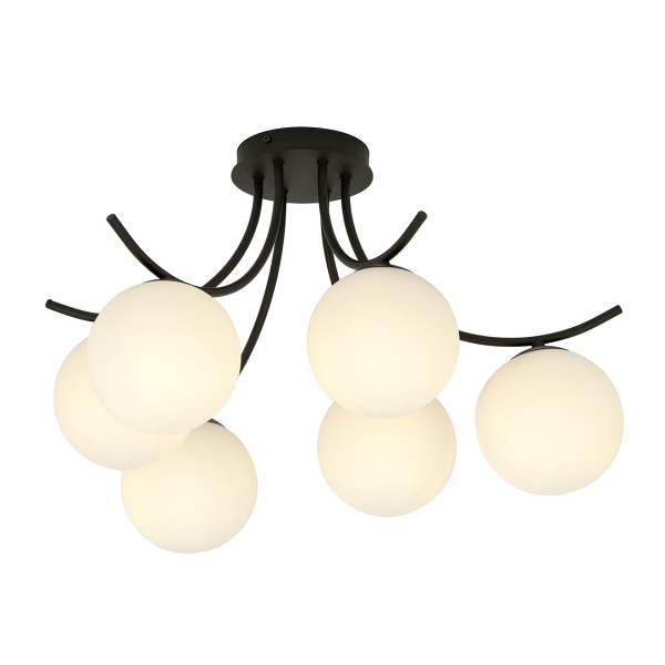 Lampa sufitowa BOSTON 6 BLACK/OPAL - Emibig