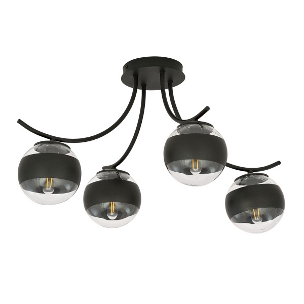 Lampa sufitowa BOSTON 4 BLACK/STRIPE - Emibig