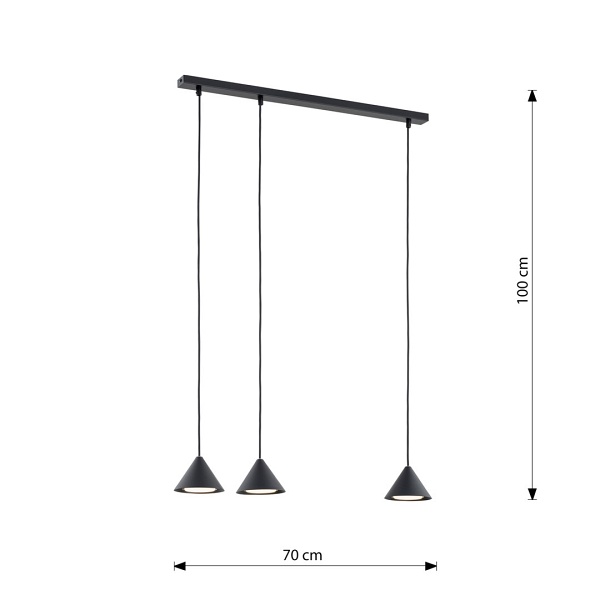 Lampa wisząca ELIT 3 BLACK - Emibig