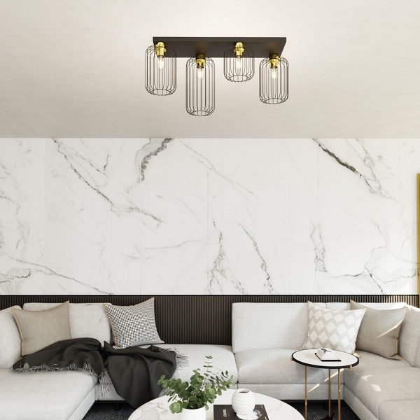 Lampa sufitowa BARN 4 BL GOLD - Emibig
