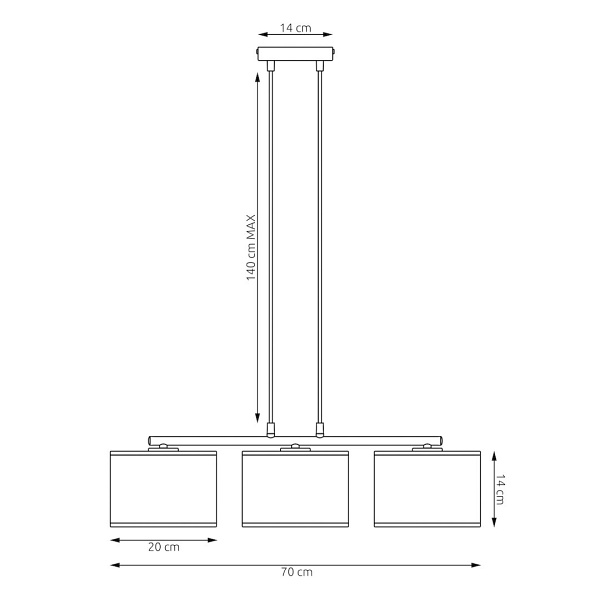 Lampa wisząca LUX 3 BL GOLD - Emibig
