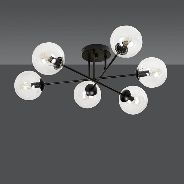 Lampa sufitowa BRENDI 6B BL TRANSPARENT - Emibig