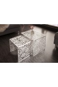 INVICTA zestaw stolików ABSTRACT srebrny - aluminium - Invicta Interior