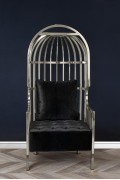 Fotel LORD srebrny - poduszka czarny velvet - King Home