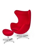 Fotel EGG CLASSIC czerwony.17 - wełna, podstawa aluminiowa - King Home