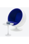 Fotel BALL biało-niebieski - włókno szklane - King Home