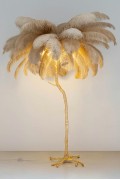 Lampa podłogowa TIFFANY 175 beżowa mosiądz / naturalne pióra - King Home