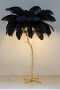 Lampa podłogowa TIFFANY 175 czarna mosiądz / naturalne pióra - King Home