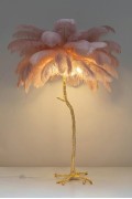 Lampa podłogowa TIFFANY 175 różowa mosiądz / naturalne pióra - King Home