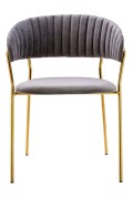 Krzesło MARGO jasny szary - welur, podstawa złota - King Home