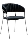 Krzesło MARGO SILVER czarne - welur, podstawa chromowana - King Home