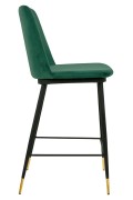 Krzesło barowe DIEGO 65 zielone - welur, podstawa czarno złota - King Home