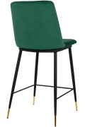 Krzesło barowe DIEGO 65 zielone - welur, podstawa czarno złota - King Home