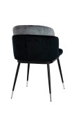 Krzesło MARCEL czarno szare - welur, podstawa czarno-srebrna - King Home