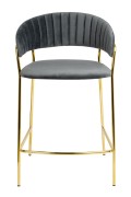 Krzesło barowe MARGO 65 ciemny szary - welur, podstawa złota - King Home