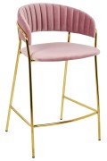 Krzesło barowe MARGO 65 brudny róż - welur, podstawa złota - King Home