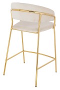 Krzesło barowe MARGO 65 beżowe - welur, podstawa złota - King Home