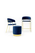Krzesło barowe MARGO 65 ciemny niebieski - welur, podstawa złota - King Home