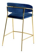 Krzesło barowe MARGO 65 ciemny niebieski - welur, podstawa złota - King Home