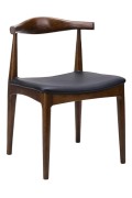 Krzesło ELBOW ciemnobrązowe - drewno jesion, ekoskóra czarna - King Home