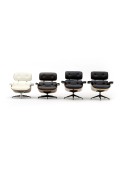 MODESTO fotel LOUNGE czarny / orzech z podnóżkiem , skóra ekologiczna - Modesto Design