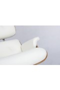Fotel LOUNGE VA PREMIUM biały / orzech z podnóżkiem - King Home