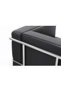 Fotel SOFT LC2 czarny - włoska skóra naturalna, chrom - King Home
