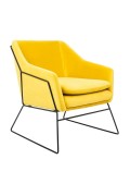 Fotel EMMA VELVET żółty welur - podstawa metal czarna - King Home
