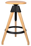 Krzesło barowe regulowane TOM czarne - polipropylen, drewno bukowe - King Home