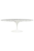Stół TULIP ELLIPSE MARBLE ARABESCATO - biały - blat owalny marmurowy, metal - King Home