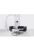 Sofa dwuosobowa SOFT LC2 czarna - włoska skóra naturalna, metal - King Home
