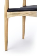 Krzesło ELBOW naturalne - drewno jesion, ekoskóra czarna - King Home