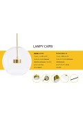 Lampa wisząca CAPRI 4 złota - 60 LED, aluminium, szkło - King Home
