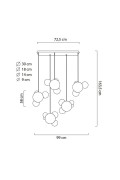 Lampa wisząca CAPRI LINE 5 złota - 300 LED, aluminium, szkło - King Home