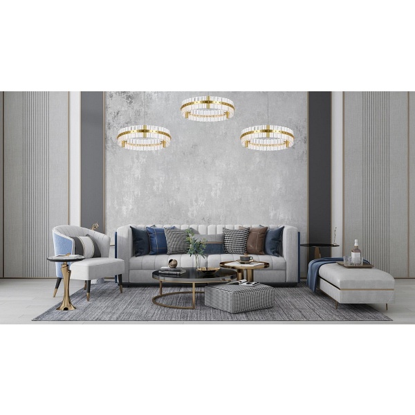 Lampa wisząca SATURNUS 47 złota - LED, kryształ, stal szczotkowana - Moosee