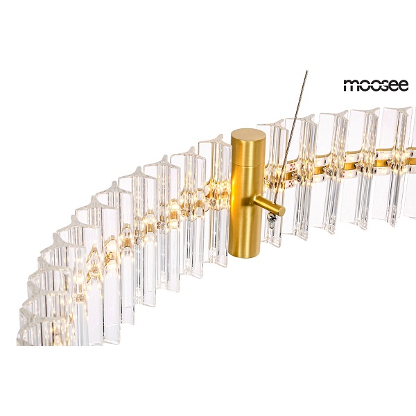 Lampa wisząca SATURNUS 70 złota - LED, kryształ, stal szczotkowana - Moosee
