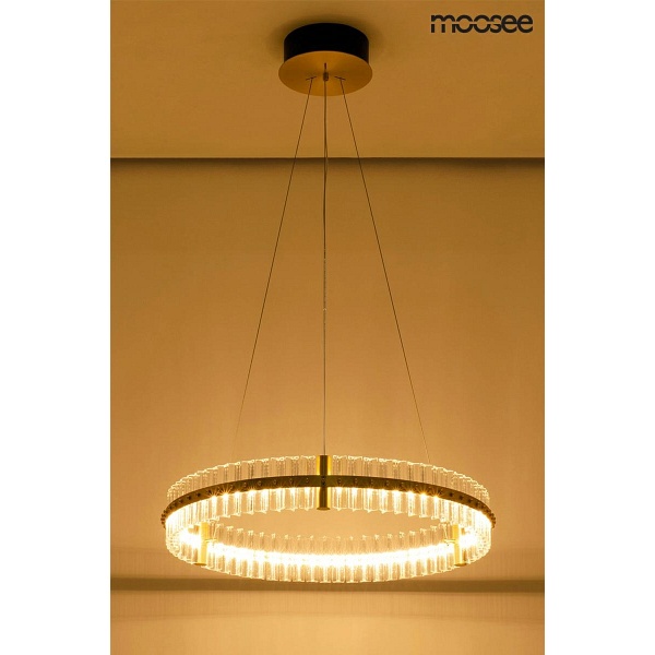 Lampa wisząca SATURNUS 70 złota - LED, kryształ, stal szczotkowana - Moosee