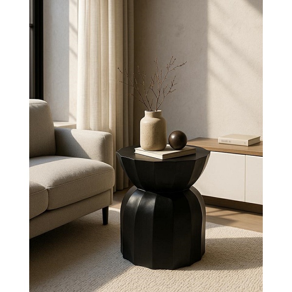 Stolik ROLLING czarny / drewno - MaMaison