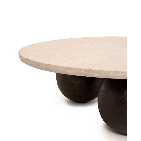 Stolik kawowy ORGANIC trawertyn / drewno - MaMaison