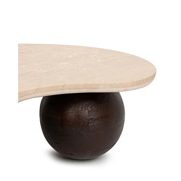 Stolik kawowy ORGANIC trawertyn / drewno - MaMaison