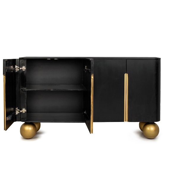 Komoda ORGANIC czarna / złota / drewno - MaMaison