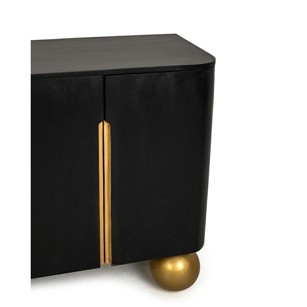 Komoda ORGANIC czarna / złota / drewno - MaMaison