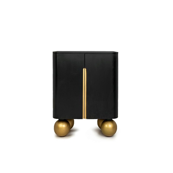 Komoda ORGANIC SHORT czarna / złota / drewno - MaMaison