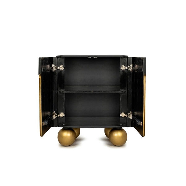 Komoda ORGANIC SHORT czarna / złota / drewno - MaMaison