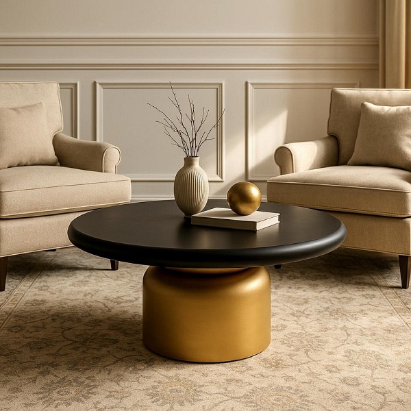 Stolik kawowy LEONARDO złoty / czarny - MaMaison