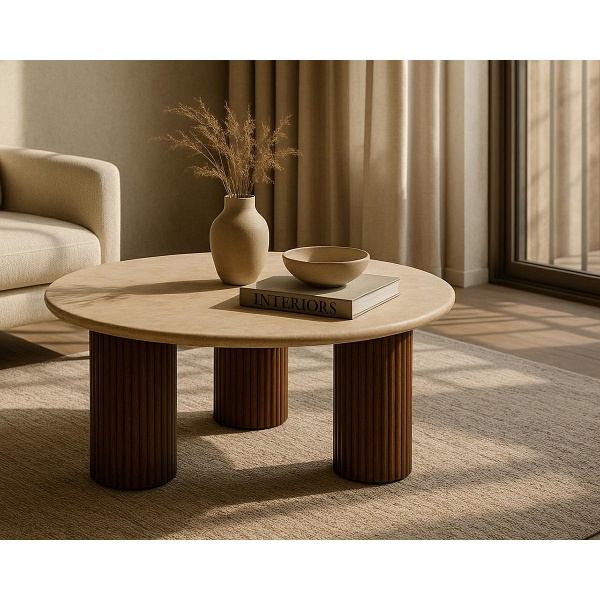 Stolik kawowy RAGNO marmur / drewno - MaMaison