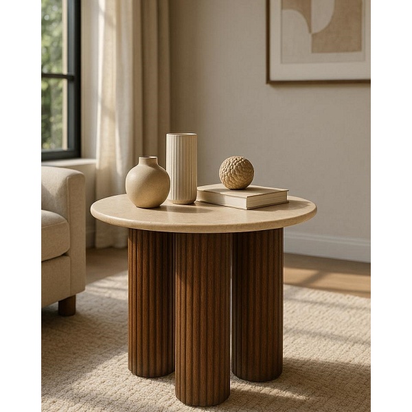 Stolik RAGNO marmur / drewno - MaMaison