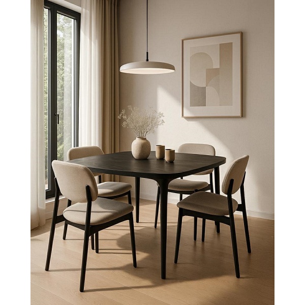 Stół jadalniany LAMINAR 120 czarny / drewno - MaMaison