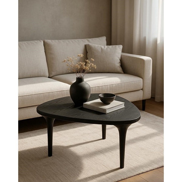 Stolik kawowy LAMINAR czarny / drewno - MaMaison